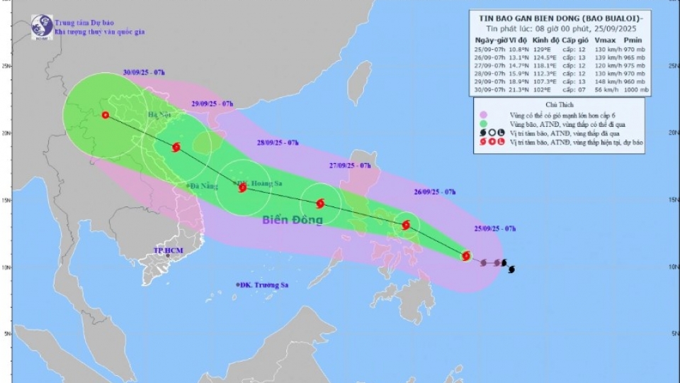Typhoon Bualoi heads toward East Sea, central Vietnam told brace for impact